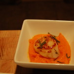 Tumeric Roasted Butternut Squash Puree with Pan Seared Scallops and Rosemary Cracklings