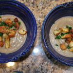 Mushroom Soup with Baby Croutons and Truffle Salt