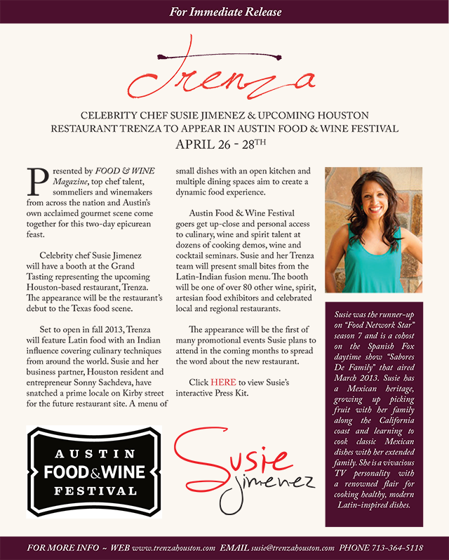 Press realease for the Austin Food & Wine Festival